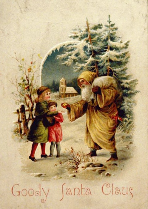 рождественская открытка с Санта Клаусом