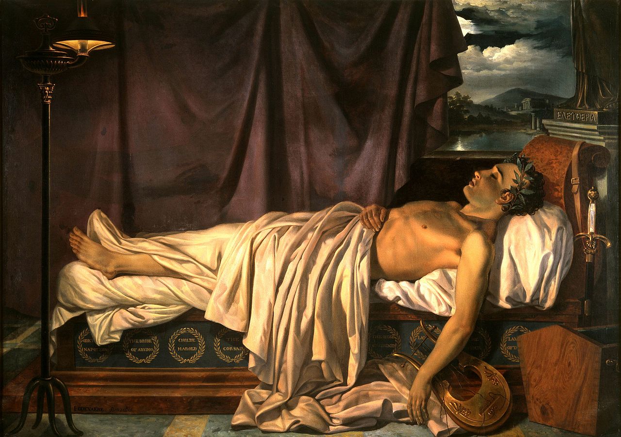 Лорд Байрон на смертном одре художник Джозеф Денис Одевер 1826