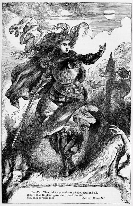 Иллюстрация к пьесе Генрих VI, Демоны покидают Жанну Д'Арк, Х. К. Селус, 1830
