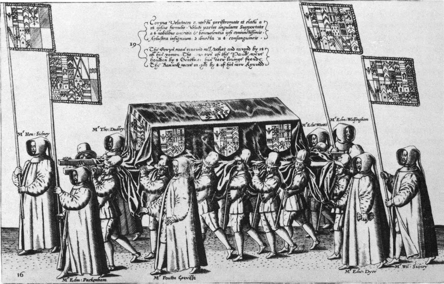 похоронная процессия сэра Филипа Сидни. Художник Томас Лэнт, 1587. Гравюра Теодора де Бри