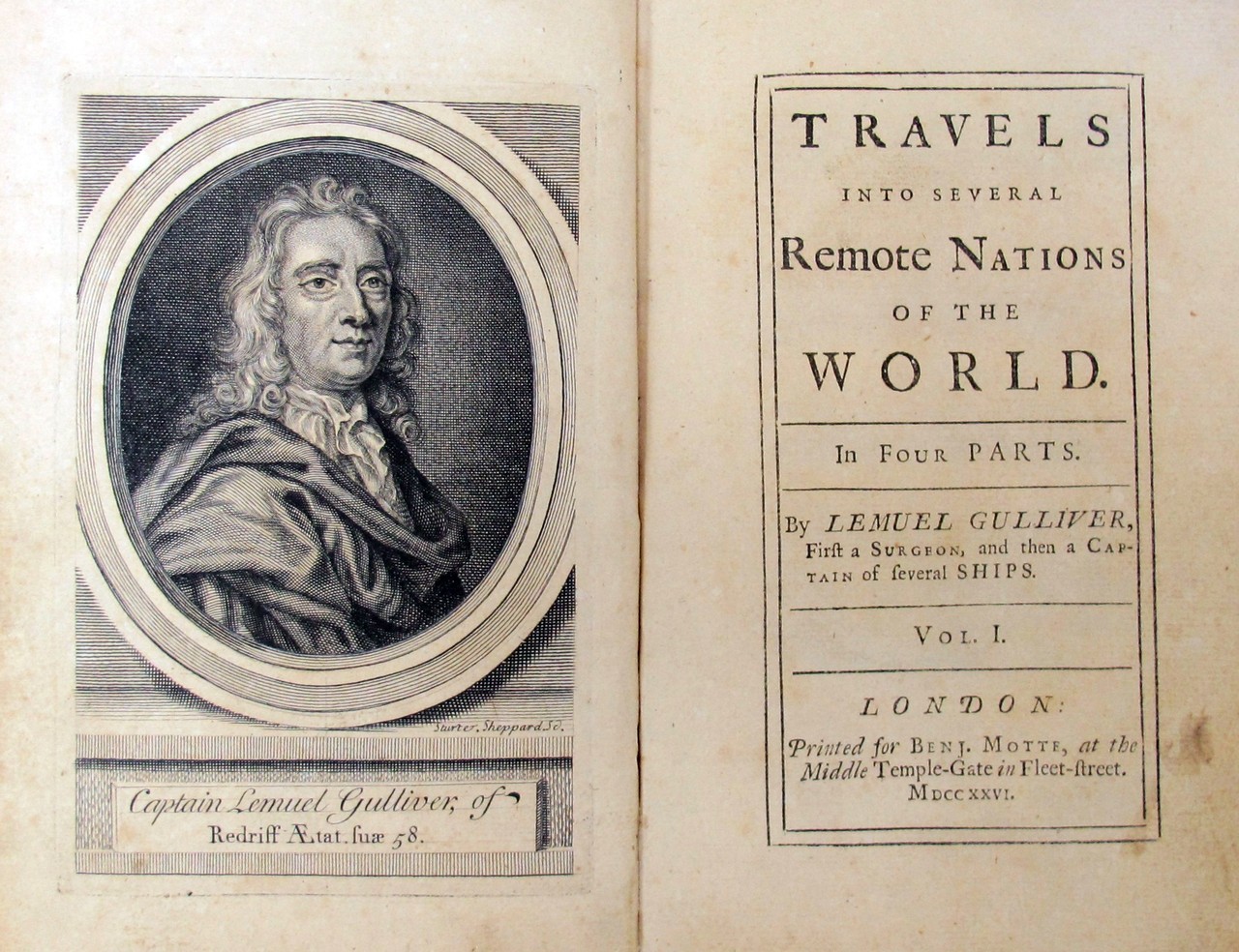 Путешествия Гулливера, обложка первого издания 1726 года